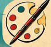 Vintage palette and brush illustration