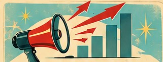 Illustration of a megaphone and rising bar chart