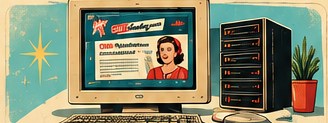 Illustration of a desktop computer displaying a website